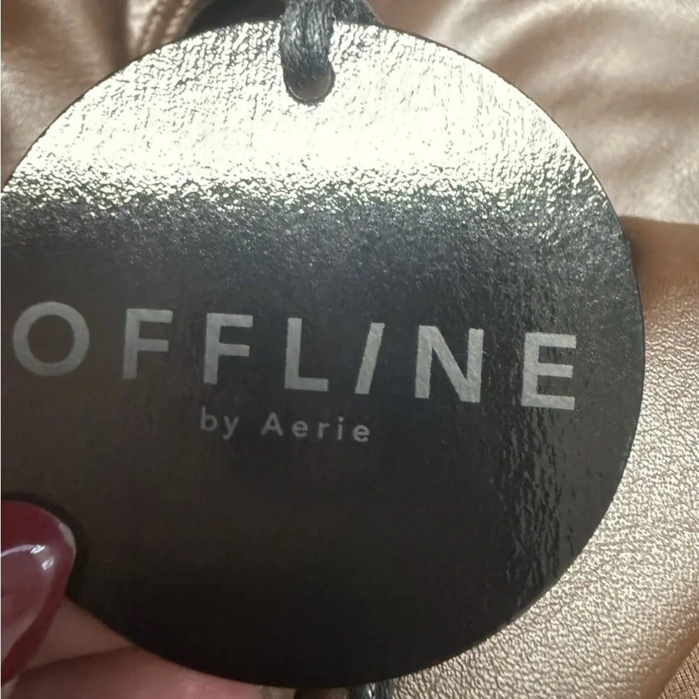 Offline By Aerie NWT Real Luxe Faux Leather High Waist Legging Dark Brown Large